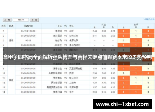 意甲争四格局全面解析强队博弈与赛程关键点前瞻赛季末段走势预判